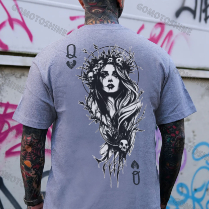 POKER Q Gloomy Queen Print Men's T-Shirt