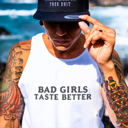 BAD GIRLS TASTE BETTER Devil Girl Print Men's Vest