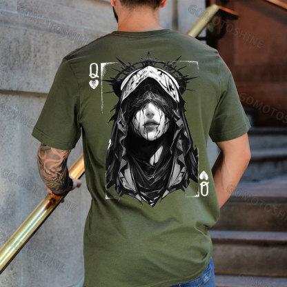 POKER Q Bleeding Nun Print Men's T-Shirt