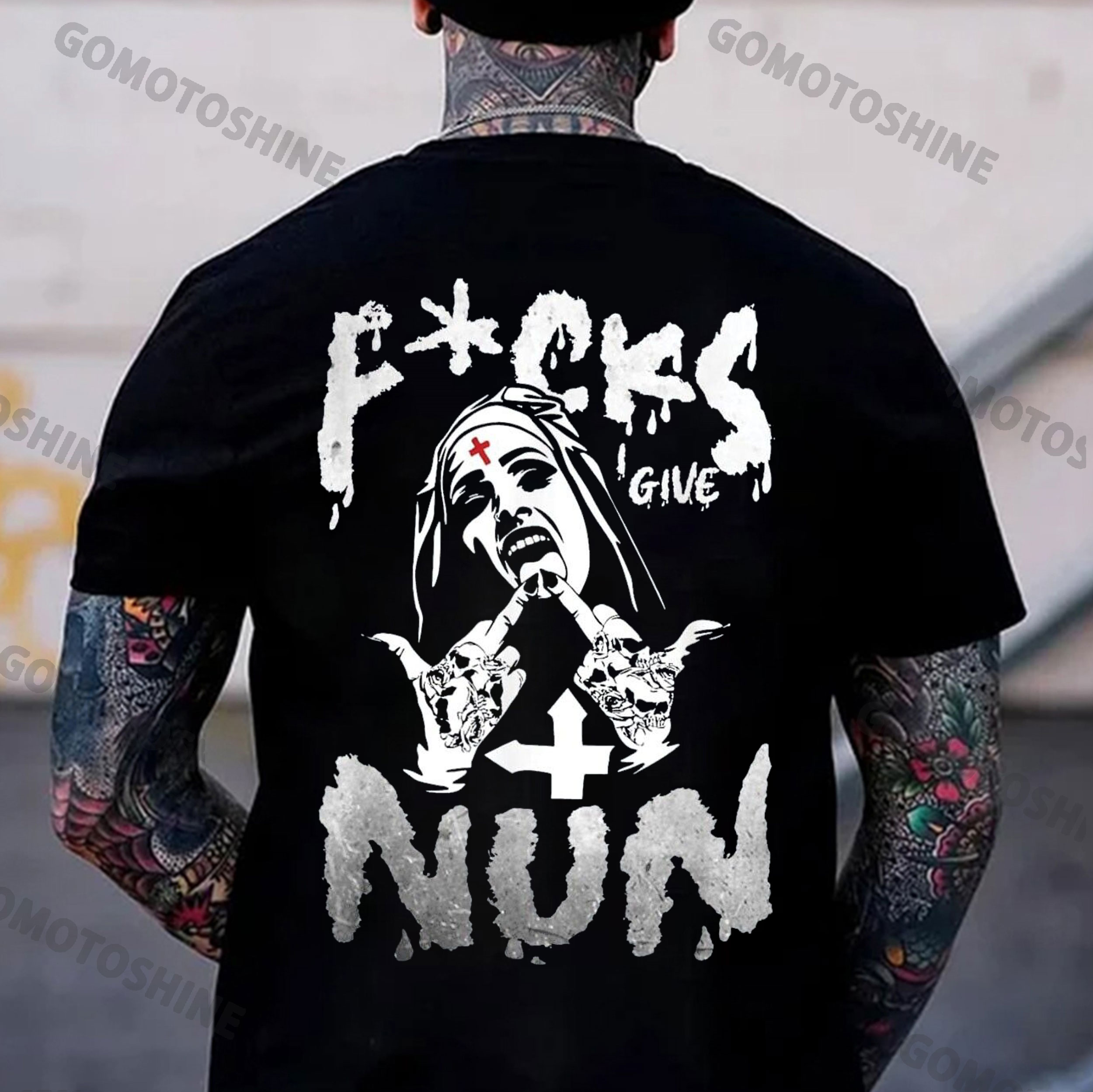 FUCKS I GIVE NUN Defiant Nun Print Men's T-Shirt