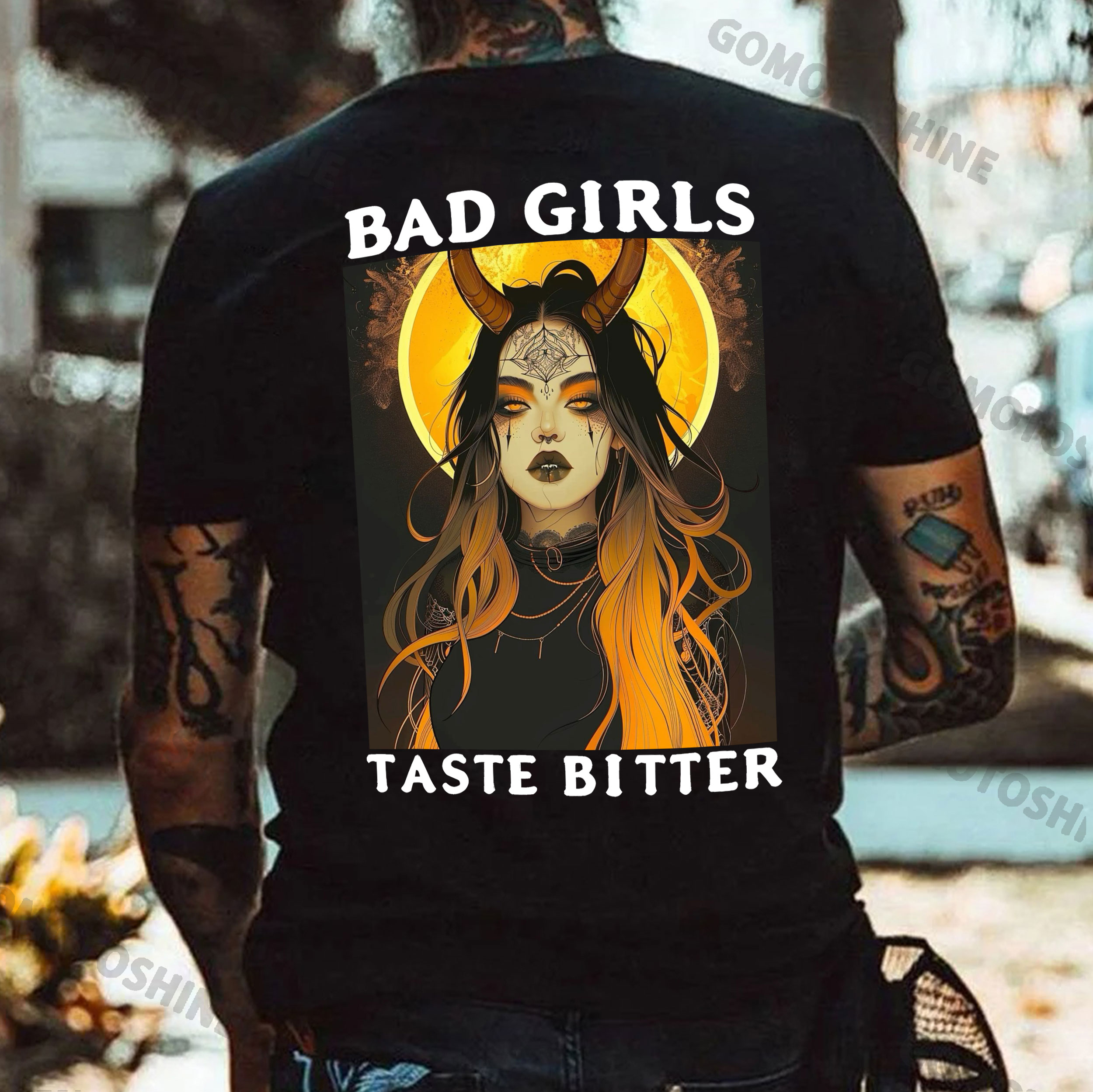 BAD GIRLS TASTE BITTER Evil Devil Witch Print Men's T-Shirt