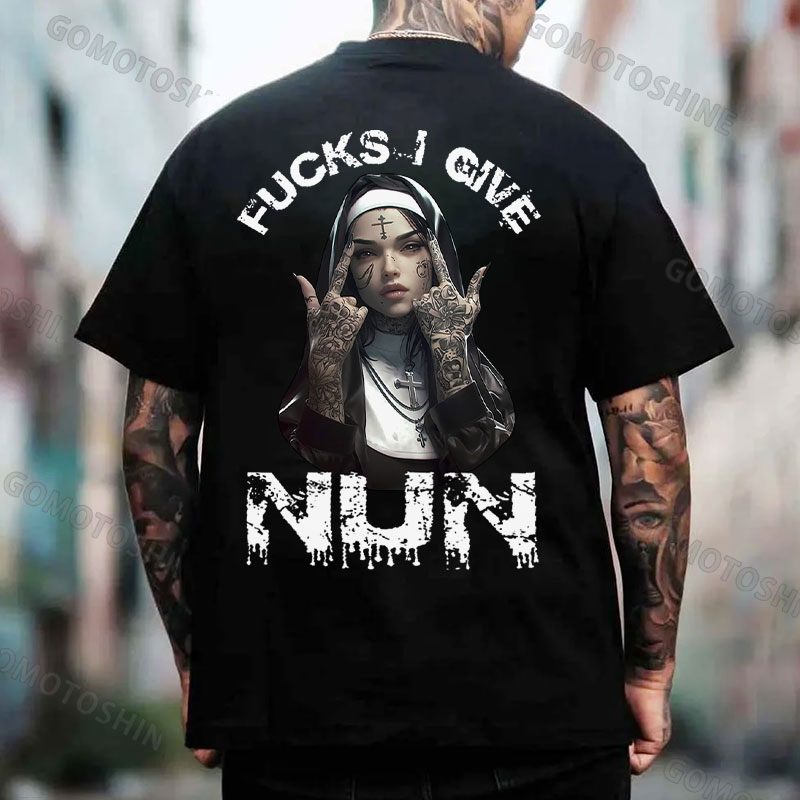 FUCKS I GIVE NUN Defiant Nun Print Men's T-Shirt