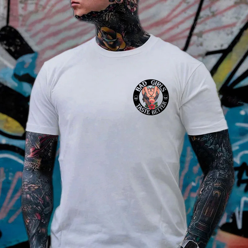 BAD GIRLS TASTE BETTER Get A Grip Sexy Lady Print Men's T-Shirt