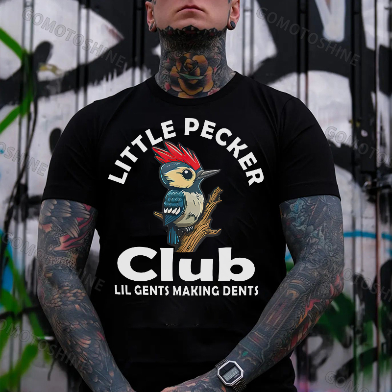 LITTLE PECKER CLUB Woodpecker Print Men's T-Shirt