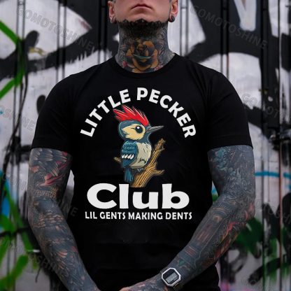 LITTLE PECKER CLUB Woodpecker Print Men's T-Shirt