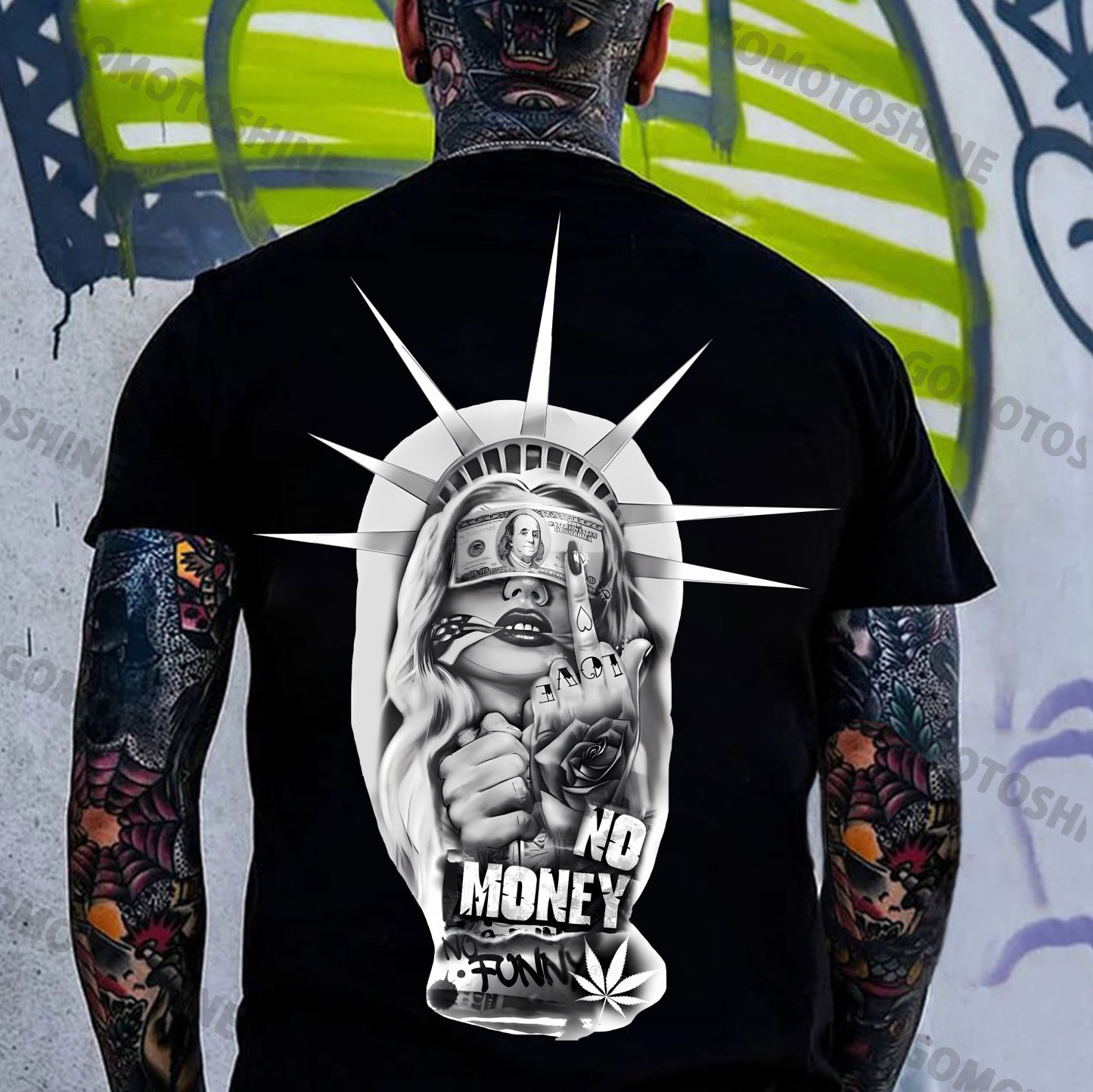 NO MONEY ON FUNNY Defiant Money Lady Print Men's T-Shirt
