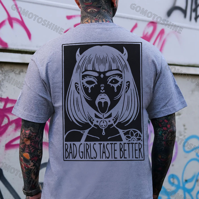 BAD GIRLS TASTE BETTER Devil Girl Print Men's T-Shirt