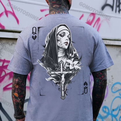 Poker Q Evil Nun Print Men's T-Shirt