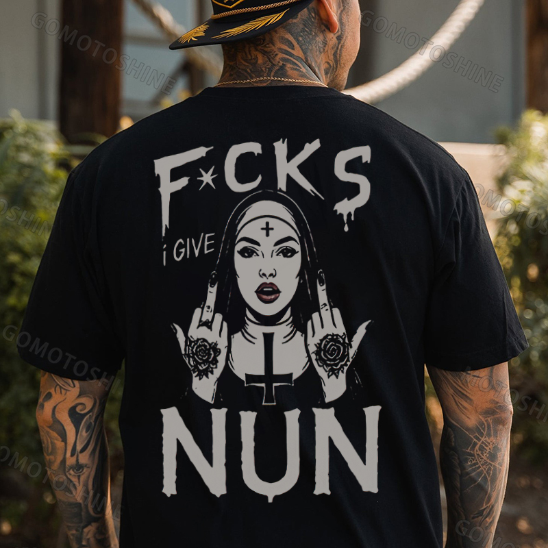 FUCKS I GIVE NUN Defiant Nun Print Men's T-Shirt