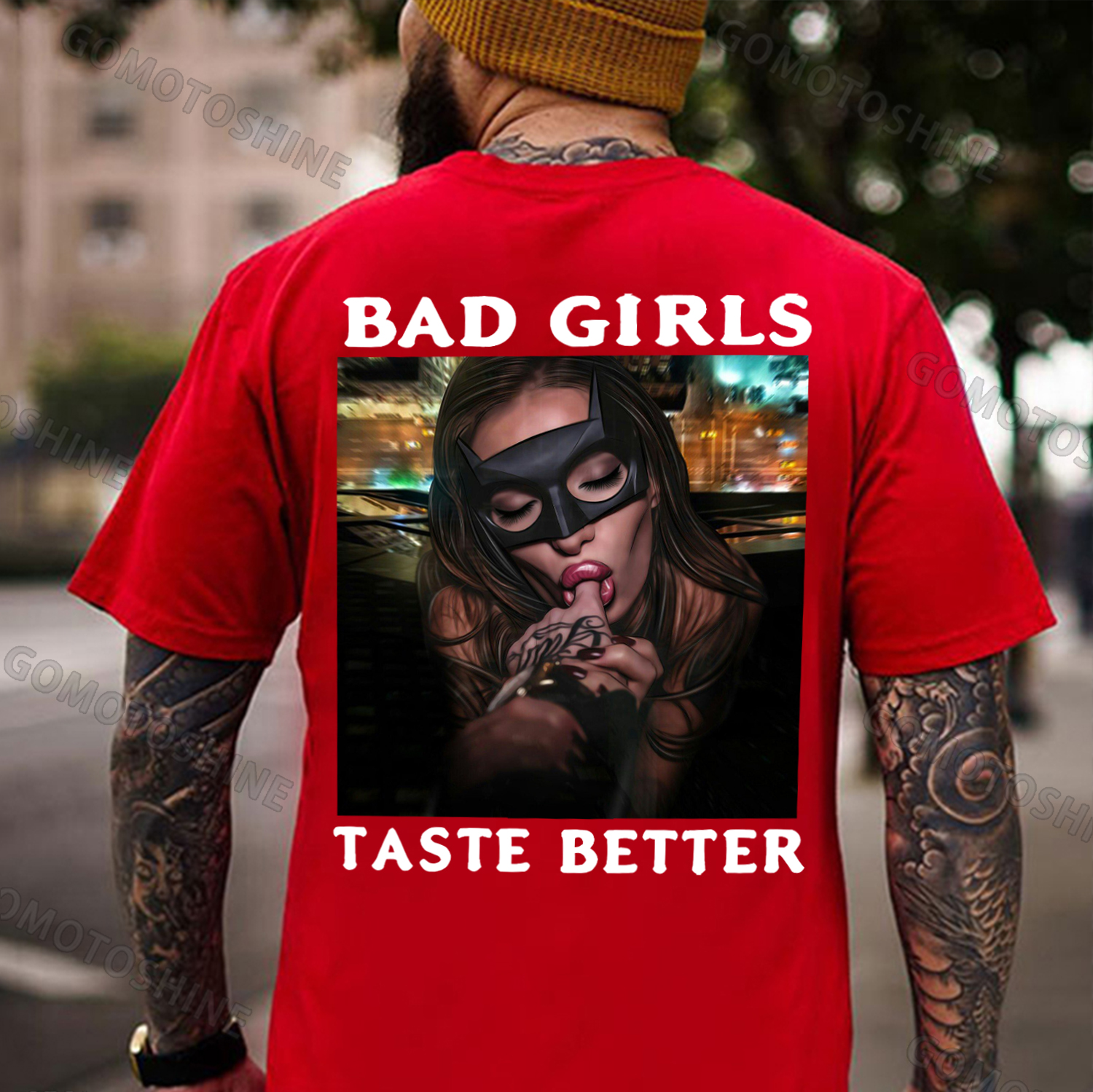 BAD GIRLS TASTE BETTER Suck Finger Lady Print Men's T-Shirt