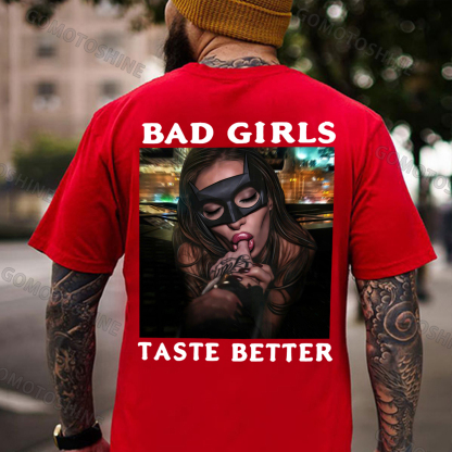 BAD GIRLS TASTE BETTER Suck Finger Lady Print Men's T-Shirt
