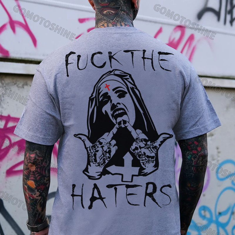 F*CK THE HATERS Defiant Nun Print Men's T-Shirt