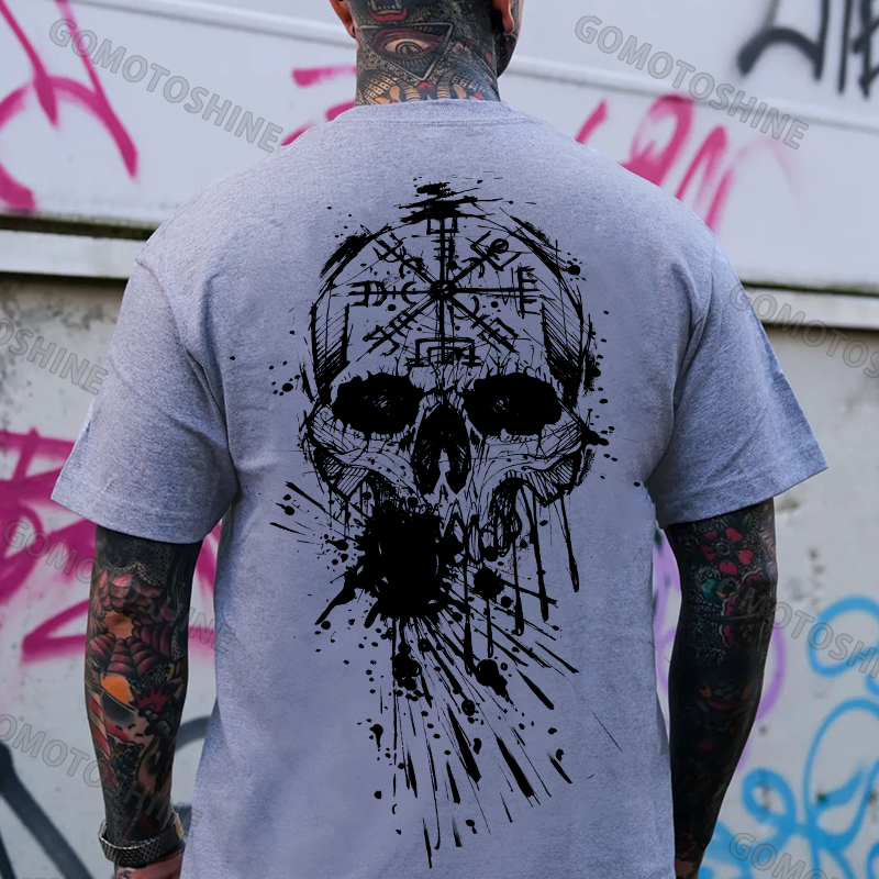 Runes Skull Print Men's T-Shirt