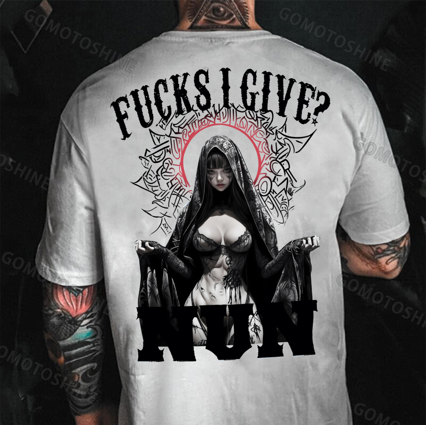 FUCKS I GIVE NUN Runes Sexy Nun Print Men's T-Shirt