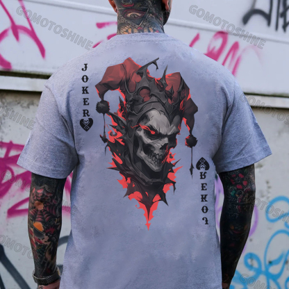 POKER JOKER Evil Skull Print Men's T-Shirt