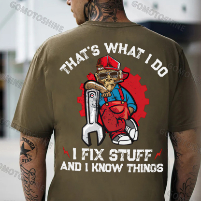 THAT'S WHAT I DO I FIX STUFF Black Print T-Shirt