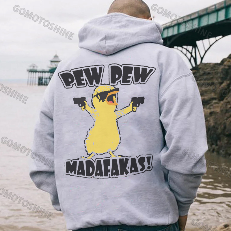 Yellow Duck Carries Pistol Letter Graphic Black Print Hoodie