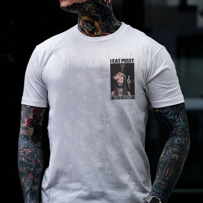 I EAT PUSSY LIKE A FAT KID EATS CAKE Suck Finger Nun Print Men's T-shirt