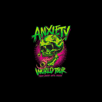 ANXIETY WORLD TOUR Skull Black Print T-Shirt