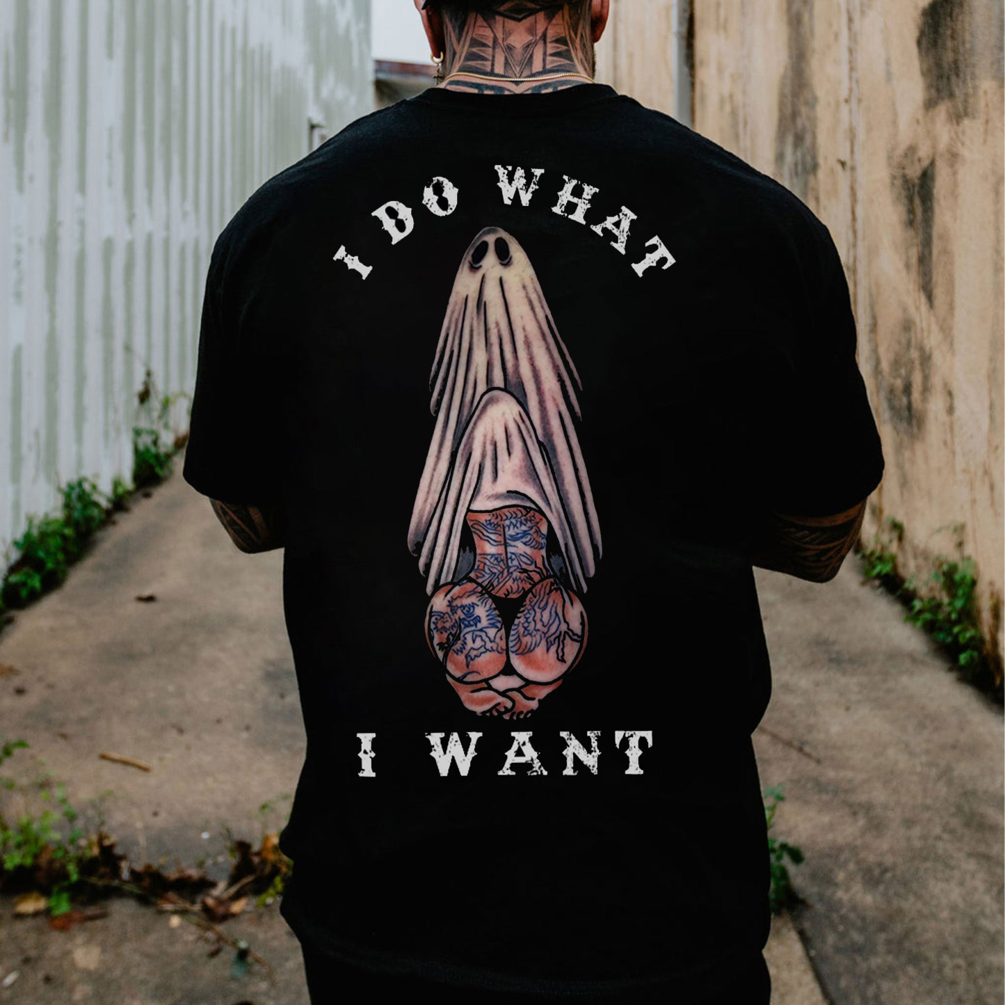 I DO WHAT I WANT Oral Sex with Ghost Black Print T-Shirt