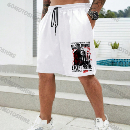 EVERYONE WANTS TO BE ACCEPTED Defiant Skeleton Print Men's Shorts