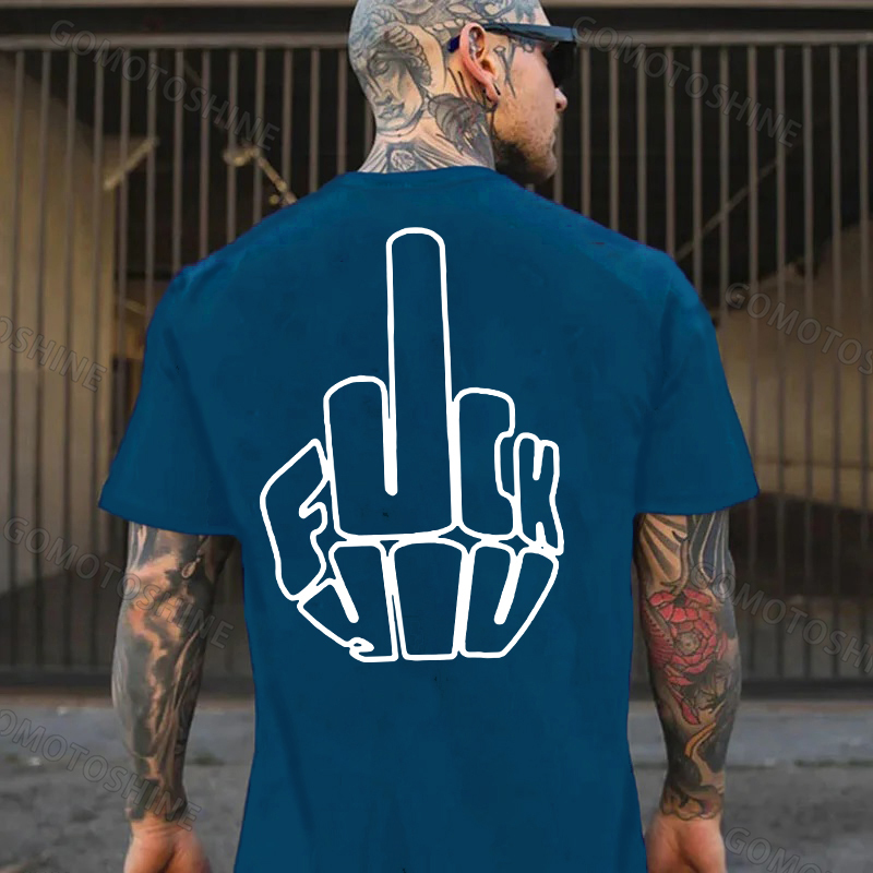 One Finger Salute Casual Graphic Black Print T-shirt