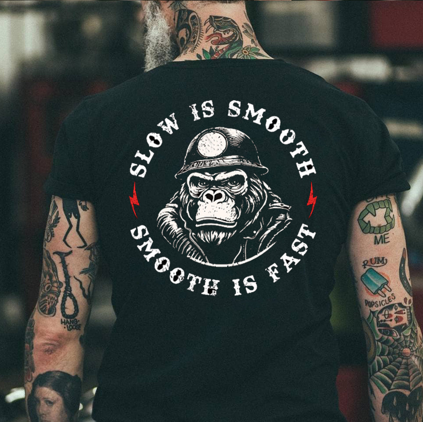 SLOW IS SMOOTH SMOOTH IS FAST Black Print T-Shirt