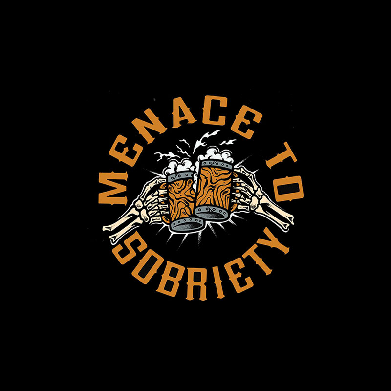 MENACE TO SOBRIETY Cheerful Time Black Print T-Shirt