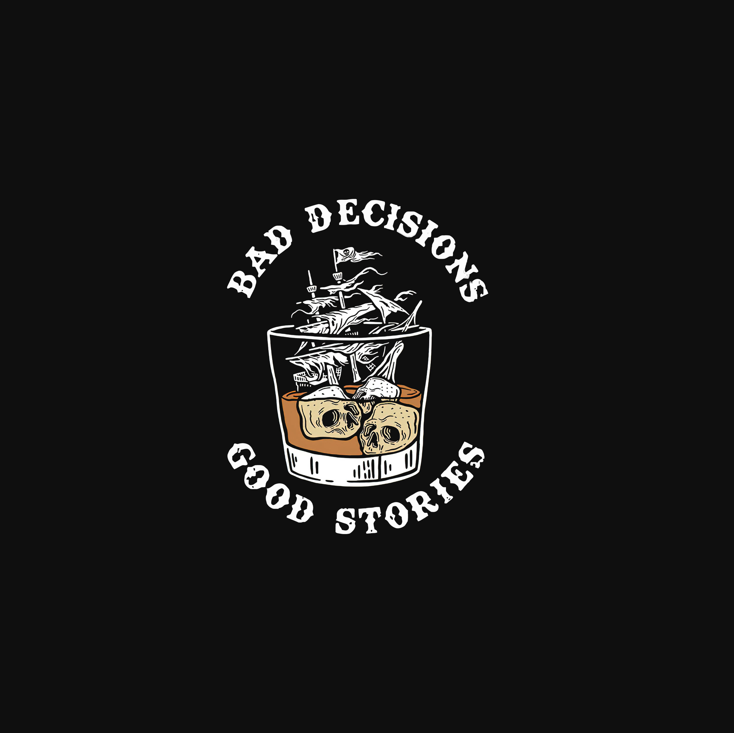 BAD DECISIONS GOOD STORIES Black Print T-Shirt