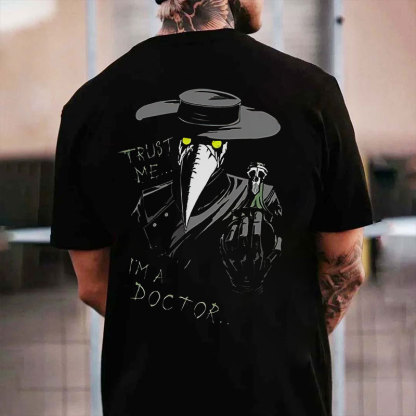 TRUST ME I'M A DOCTOR Crow Vintage Black Print T-Shirt