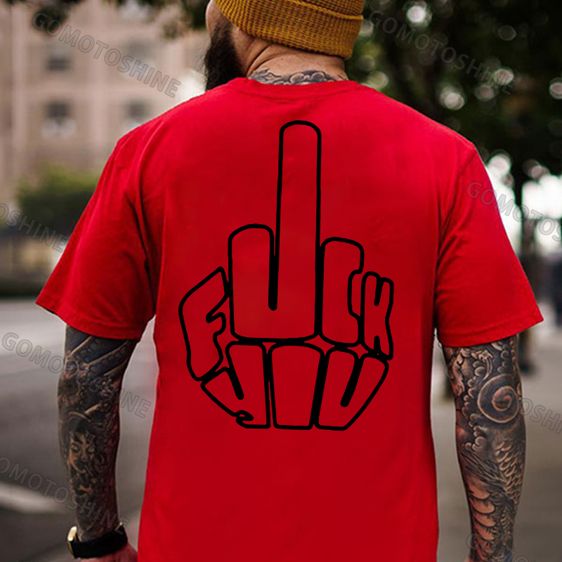 One Finger Salute Casual Graphic Black Print T-shirt