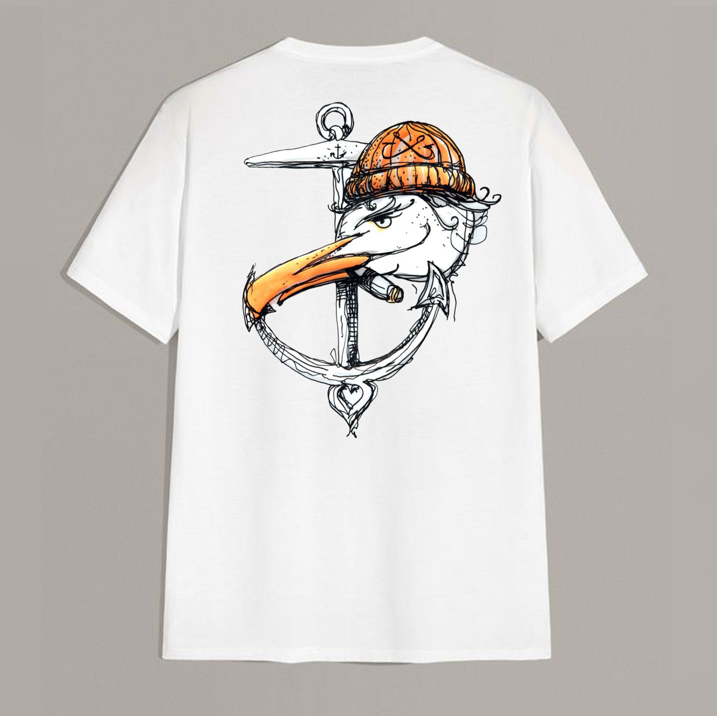 Eagle with Pumpkin Hat and Arrow White Print T-shirt