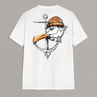 Eagle with Pumpkin Hat and Arrow White Print T-shirt