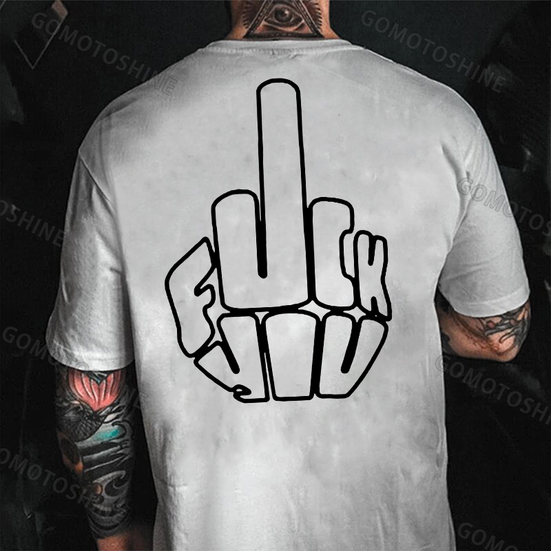 One Finger Salute Casual Graphic Black Print T-shirt
