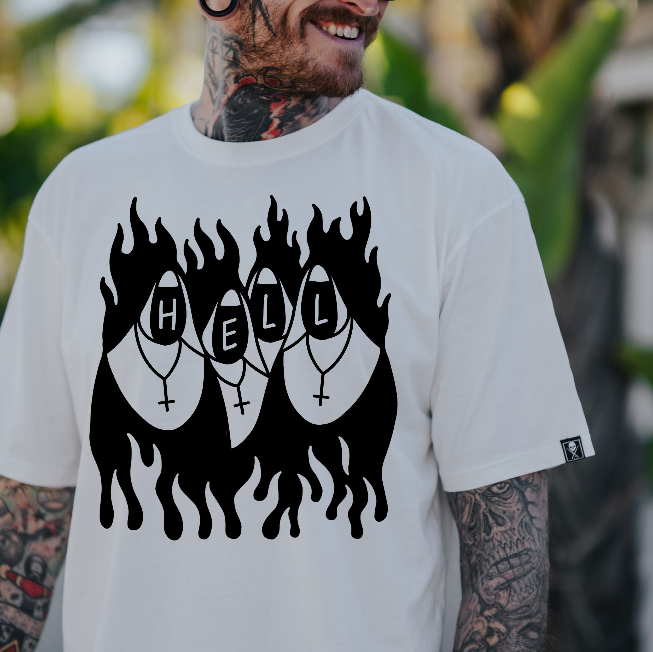 Hell Nun White Print T-Shirt