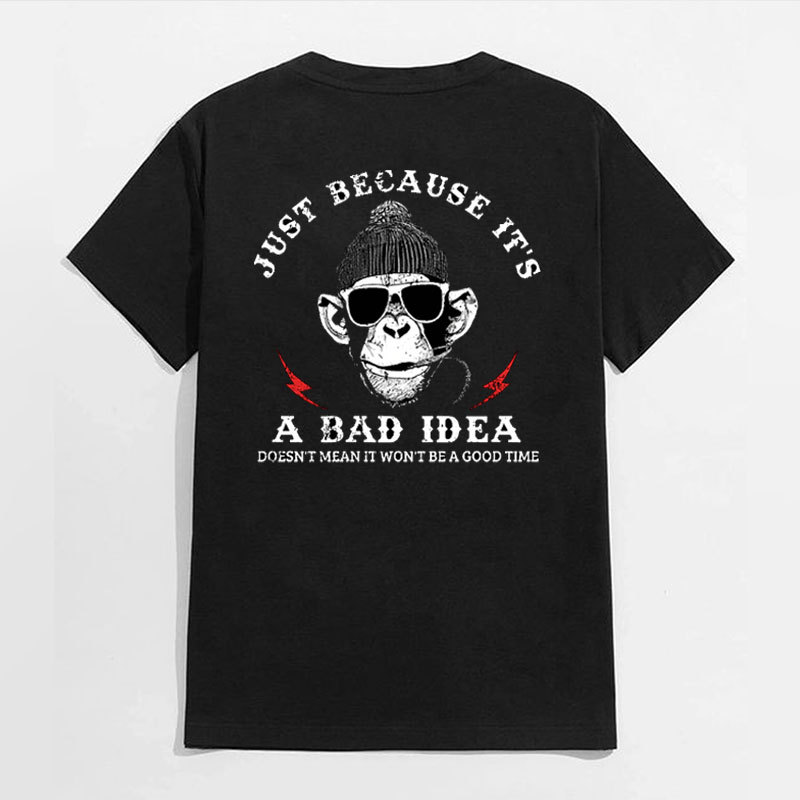 JUST BECAUSE IT'S A BAD IDEA Monkey Black Print T-Shirt