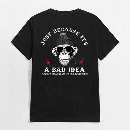 JUST BECAUSE IT'S A BAD IDEA Monkey Black Print T-Shirt