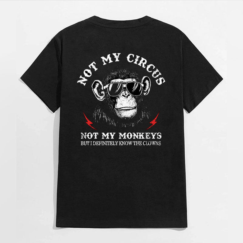 NOT MY CIRCUS NOT MY MONKEYS Black Print T-Shirt