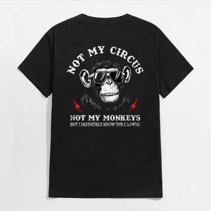 NOT MY CIRCUS NOT MY MONKEYS Black Print T-Shirt