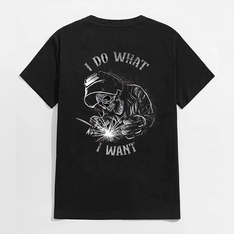 I DO WHAT I WANT Skeleton Black Print T-Shirt