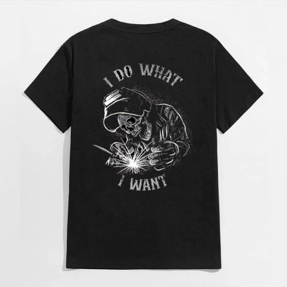 I DO WHAT I WANT Skeleton Black Print T-Shirt