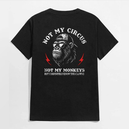 NOT MY CIRCUS NOT MY MONKEYS Black Print T-Shirt