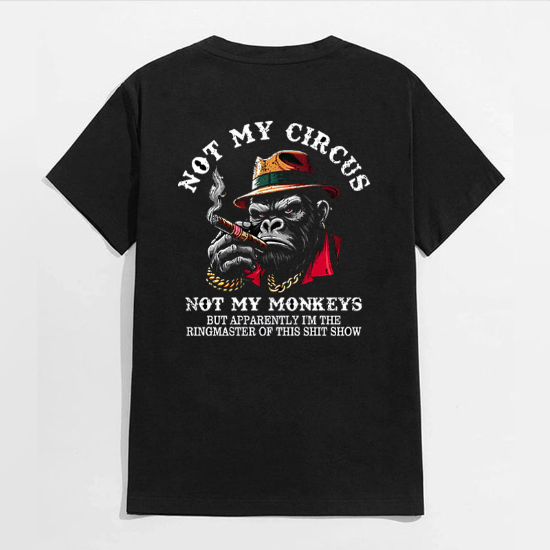 NOT MY CIRCUS NOT MY MONKEYS Black Print T-Shirt