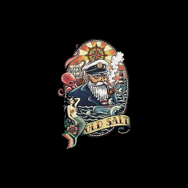 OLD SALT Captain Coastal Style Black Print T-shirt