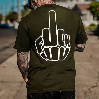 One Finger Salute Casual Graphic Black Print T-shirt