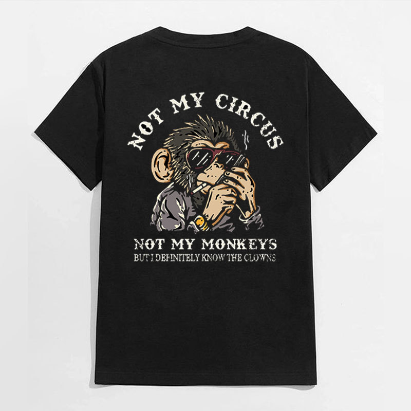 NOT MY CIRCUS NOT MY MONKEYS Black Print T-shirt