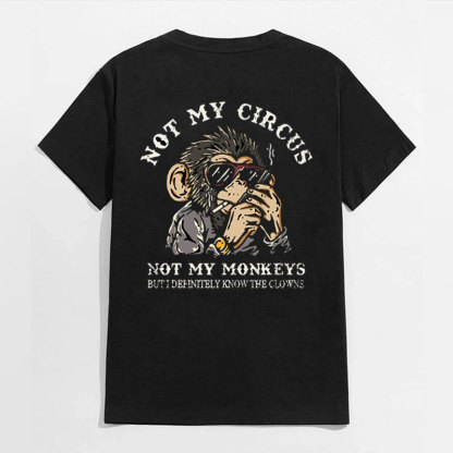 NOT MY CIRCUS NOT MY MONKEYS Black Print T-shirt