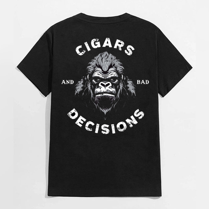 CIGARS AND BAD DECISIONS Black Print T-shirt