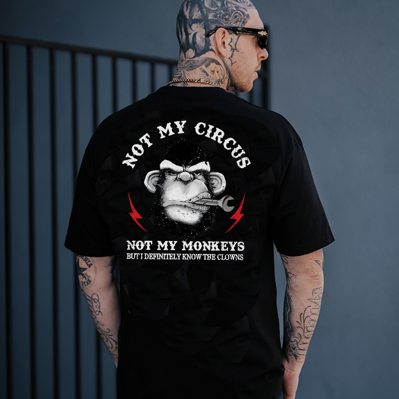 NOT MY CIRCUS NOT MY MONKEY Black Print T-shirt