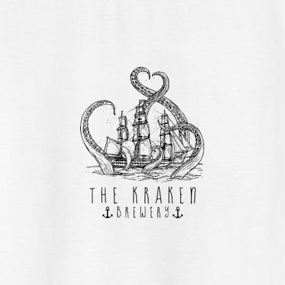 THE KRAKEN BREWERY Vintage Sailboat White Print T-shirt